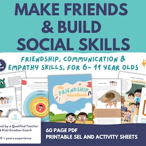 Friendship & Social Skills Workbook for Kids | Printable SEL Activities | Making Friends, Communication, Inclusion, Apologising
