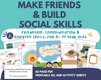 Friendship & Social Skills Workbook for Kids | Printable SEL Activities | Making Friends, Communication, Inclusion, Apologising