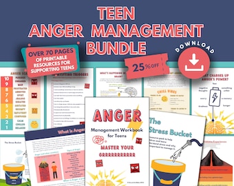 Teen Anger Management Printable Bundle: Coping Skills & Emotional Regulation (Digital Download)