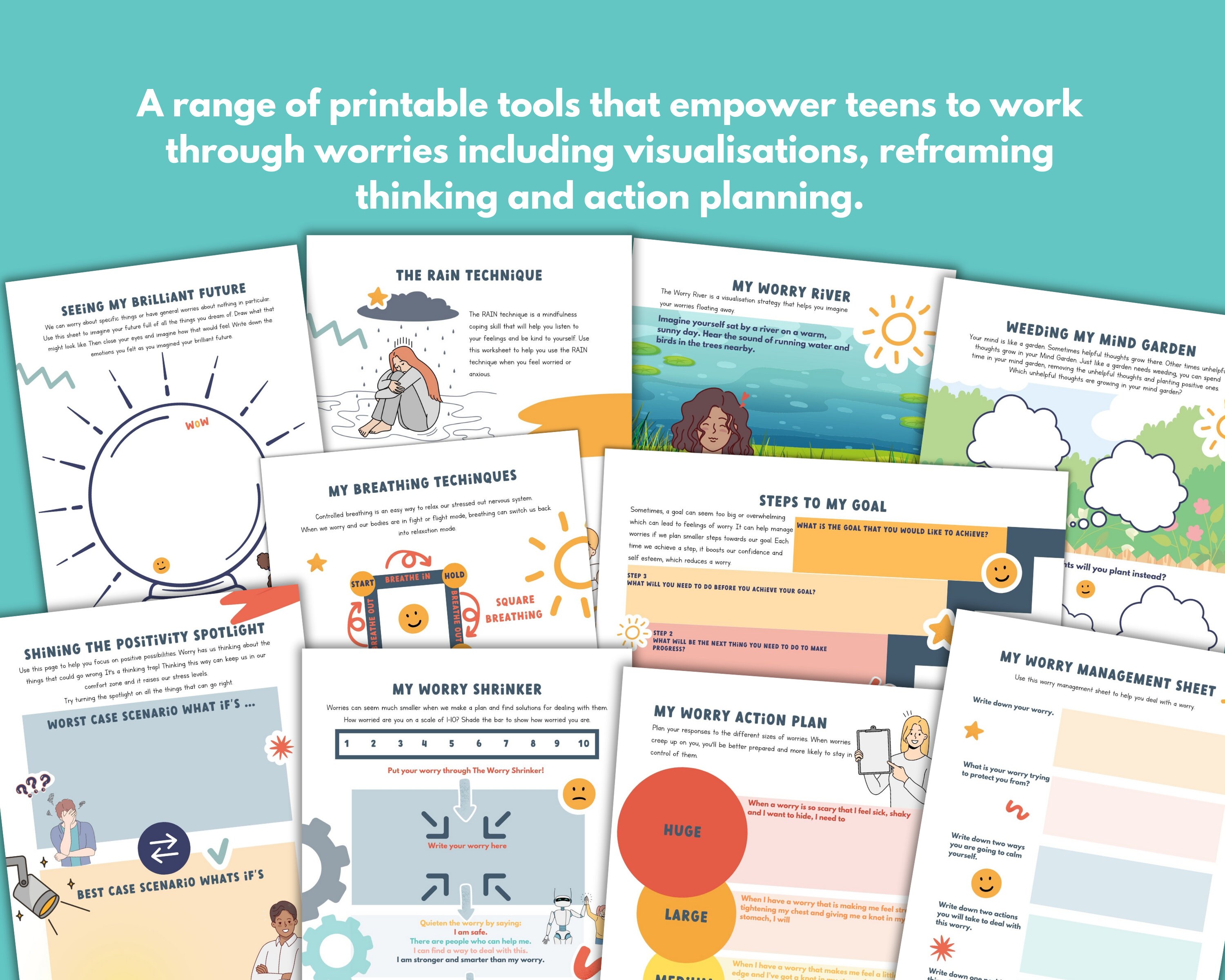 Teen Anxiety Workbook & Worksheets | CBT Coping Skills PRINTABLE | Ages ...