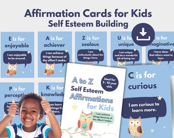 Affirmations card for Kids PRINTABLE | Children's Positive Affirmations | Self Esteem, Confidence, Resilience | Alphabet Affirmations