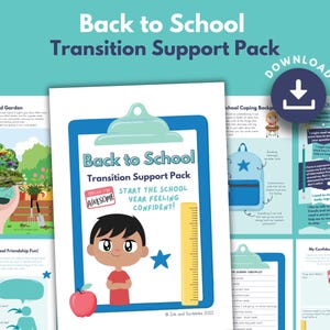Back to School Worries PRINTABLE Activity Pack | Children's Anxiety | School Transition | Separation Anxiety | Kids Confidence | SEL