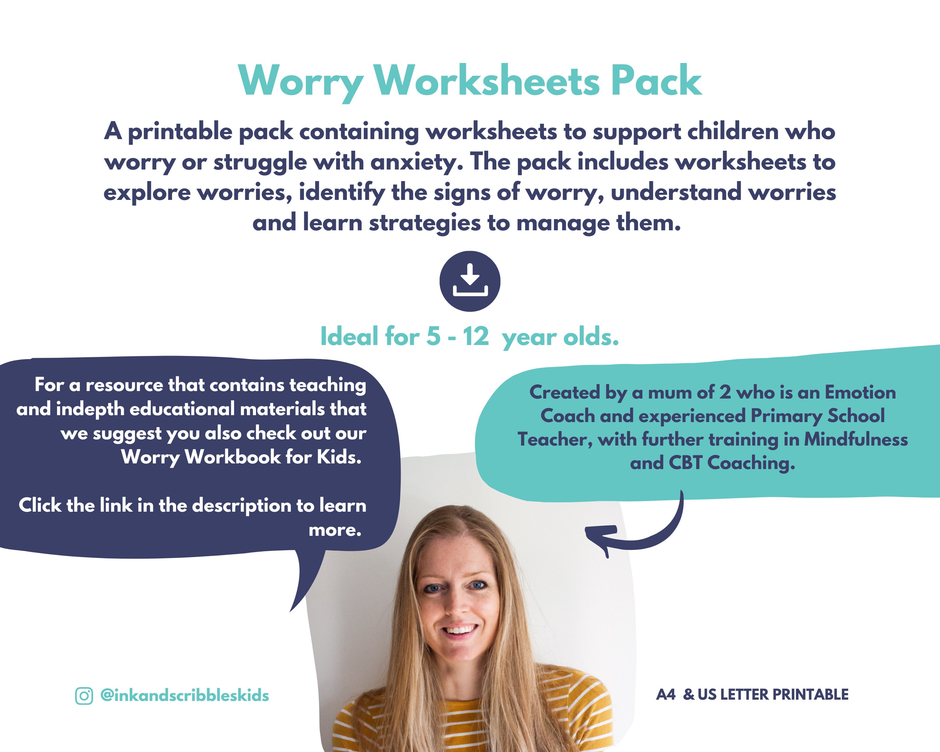 Anxiety Worksheets for Kids Children's Worry PRINTABLE - Etsy