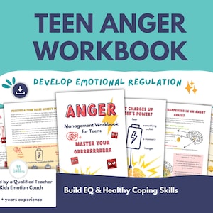 Teen Anger Management Workbook Printable PDF | Emotional Regulation, Coping Skills Worksheets for Teens | Therapy & Home Use