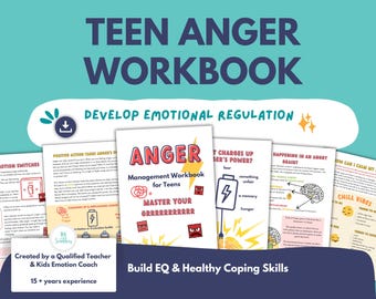Teen Anger Management Workbook Printable PDF | Emotional Regulation, Coping Skills Worksheets for Teens | Therapy & Home Use