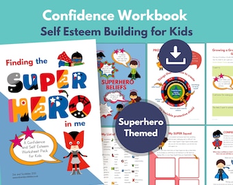 Confidence Self Esteem PRINTABLE for Kids | Superhero themed Growth Mindset & Resilience Downloadable PDF Activity Workbook