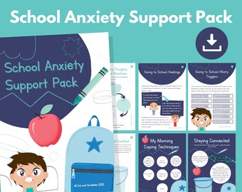 School Anxiety PRINTABLE Support for Kids | Coping Skills for Anxious Student | Separation Anxiety | Back to School | Grounding, Mindfulness