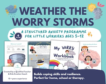 Child Anxiety Workbook PRINTABLE| 16‑Session CBT & Worry Worksheets Program for Kids | Coping Strategies | PDF