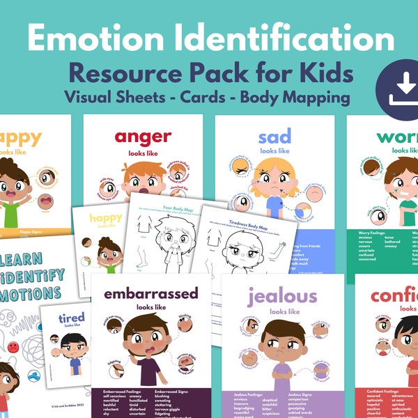 Emotion Identification and Recognition Kids PRINTABLE | Body Mapping | Emotion Senses, Interoception | Emotional Intelligence | DOWNLOAD