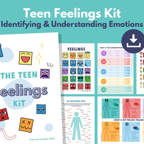 Teenagers Emotions Feelings Worksheets PRINTABLE | Emotional Intelligence Kit | Emotion Cards | Recognising and Processing Emotions