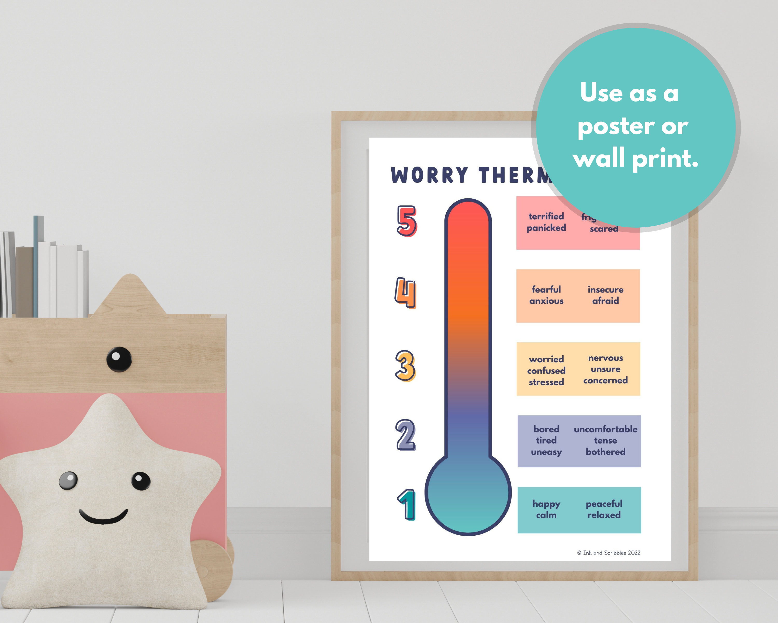 Anxiety Thermometer PRINTABLE for Kids and Teens Worry Scale Etsy UK