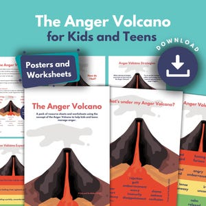 Puede incluir: Un conjunto de hojas de trabajo y carteles imprimibles para niños y adolescentes para ayudarlos a controlar la ira. Las hojas de trabajo utilizan el concepto de un volcán de ira para ayudar a los niños a comprender y controlar sus emociones. Las hojas de trabajo incluyen una escala para medir los niveles de ira, un diagrama del volcán de ira y estrategias para controlar la ira.