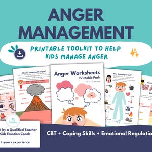 Anger Management Worksheets for Kids Printable | Emotional Regulation Activities | CBT Coping Skills PDF
