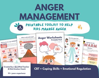Anger Management Worksheets for Kids Printable | Emotional Regulation Activities | CBT Coping Skills PDF