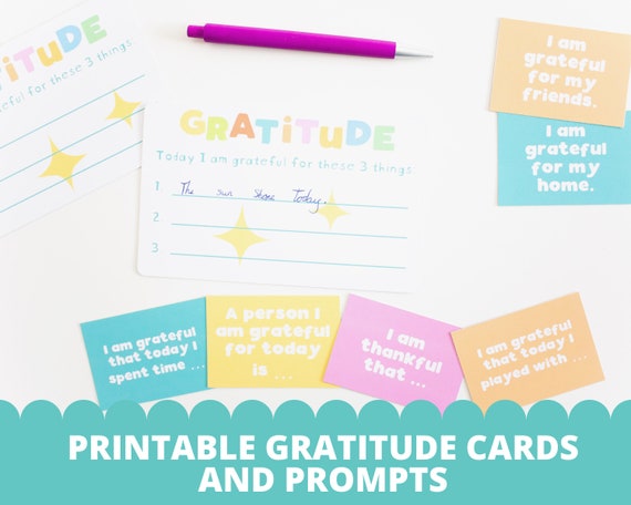 Gratitude Cards for Kids Printable Gratitude prompts | Etsy