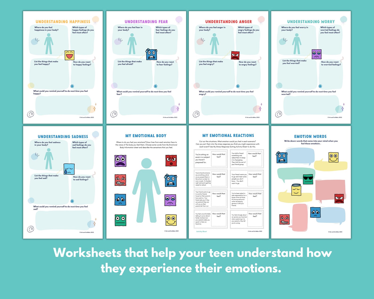 Teenagers Emotions Feelings Worksheets PRINTABLE Emotional 