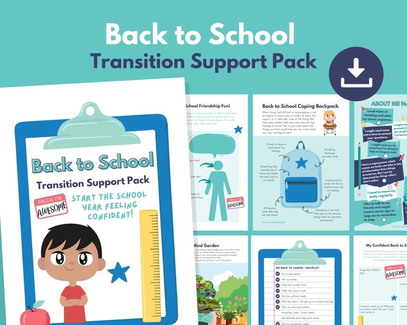 Back to School Worries PRINTABLE Activity Pack Children's Anxiety School Transition Separation Anxiety Kids Confidence SEL image 1