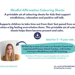 Affirmation Colouring Pages for Kids Mindful Kids Colouring Calm Down Activity Children's Positive Mindset Art Worksheets PRINTABLE image 9