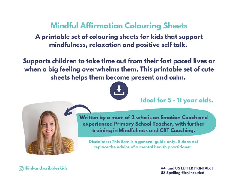 Affirmation Colouring Pages for Kids Mindful Kids Colouring Calm Down Activity Children's Positive Mindset Art Worksheets PRINTABLE image 9
