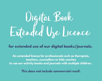 Digital Books/Journals EXTENDED USE Licence | Use of PDF activity books/journals in Professional child wellbeing mental health work