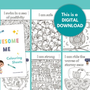 Affirmation Colouring Pages for Kids Mindful Kids Colouring Calm Down Activity Children's Positive Mindset Art Worksheets PRINTABLE image 2