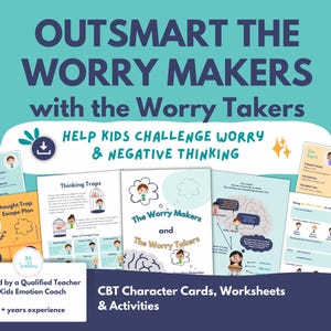 Anxiety Relief Activities for Kids | Negative Thinking CBT Worksheets, Emotional Regulation, Cognitive Distortions (PRINTABLE)