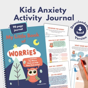 Anxiety Worry Workbook PRINTABLE for Kids | Child Anxiety Activity Journal | Worry Book | PDF | DOWNLOADABLE | 6, 7, 8, 9, 10, 11  Years
