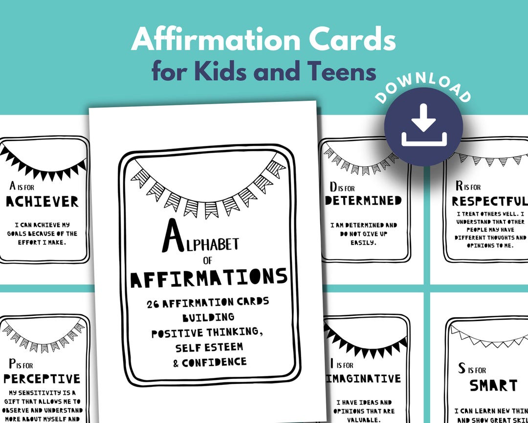 Teen Alphabet Affirmation Cards for Teens: Self-esteem Printable ...
