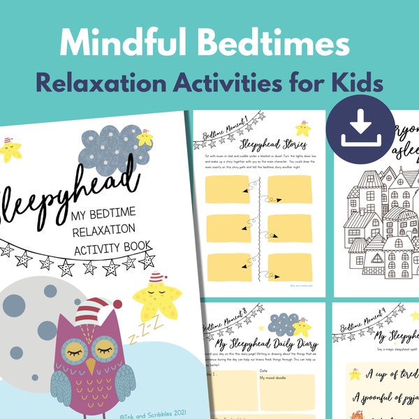 Bedtime Mindfulness Kids Activities PRINTABLE | Sleep Hygiene | Children's Calming Bedtime Routine & Relaxation | Sleep Well Habits