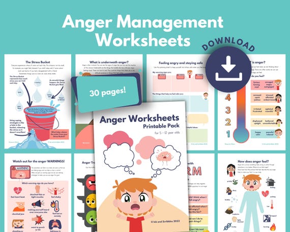 Anger Management Worksheets for Kids: Emotional Regulation, Coping Skills, CBT (PDF Printable Activities)