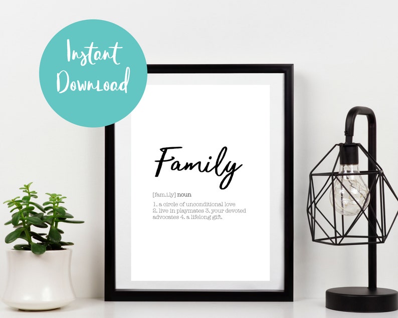 Family Dictionary Definition Wall Art Printable Etsy