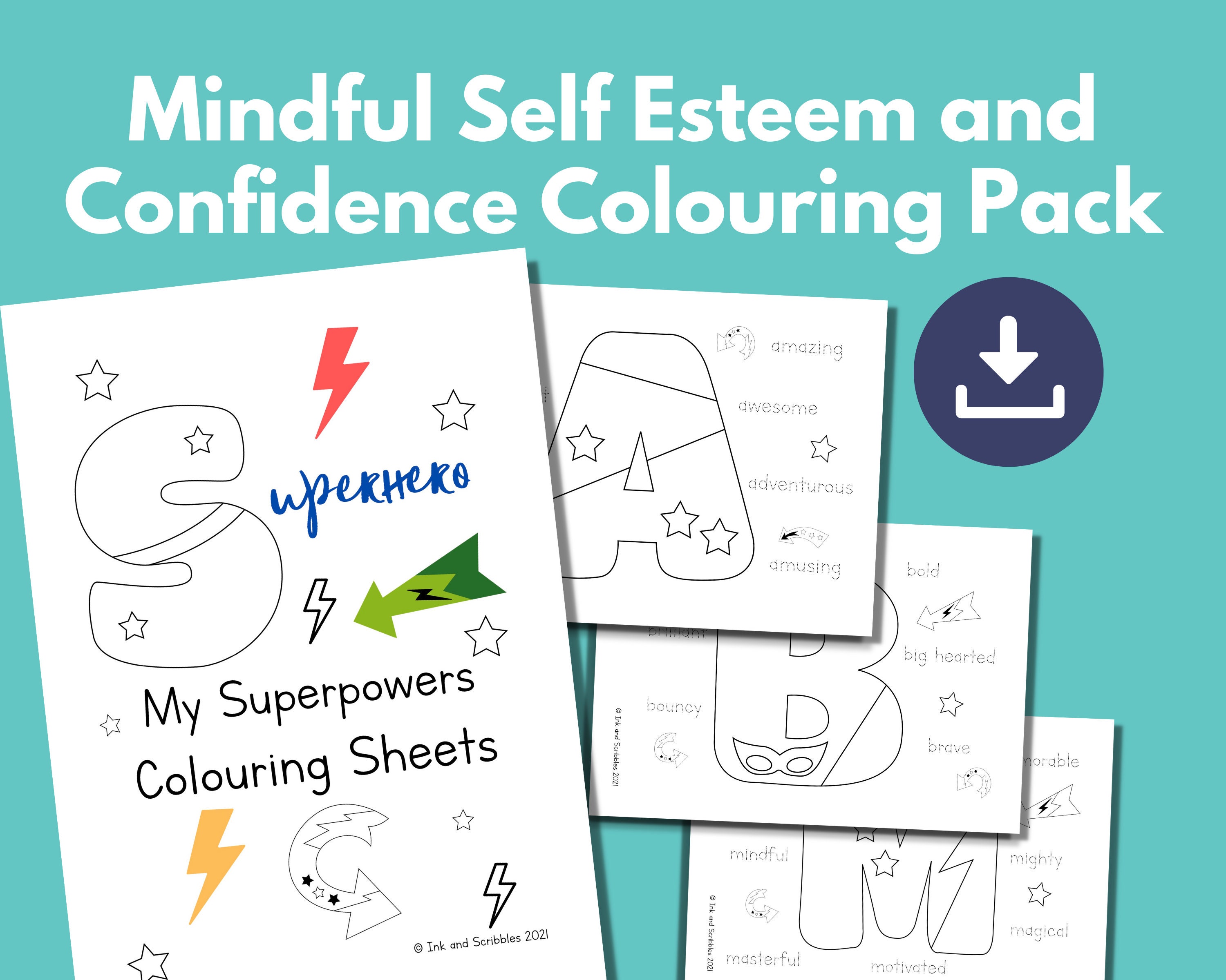 Self Esteem and Confidence PRINTABLE Colouring Pages for Kids