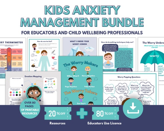 Anxiety Management Printable Bundle: CBT, SEL, Emotion Coaching (For Professional Use) (PDF)