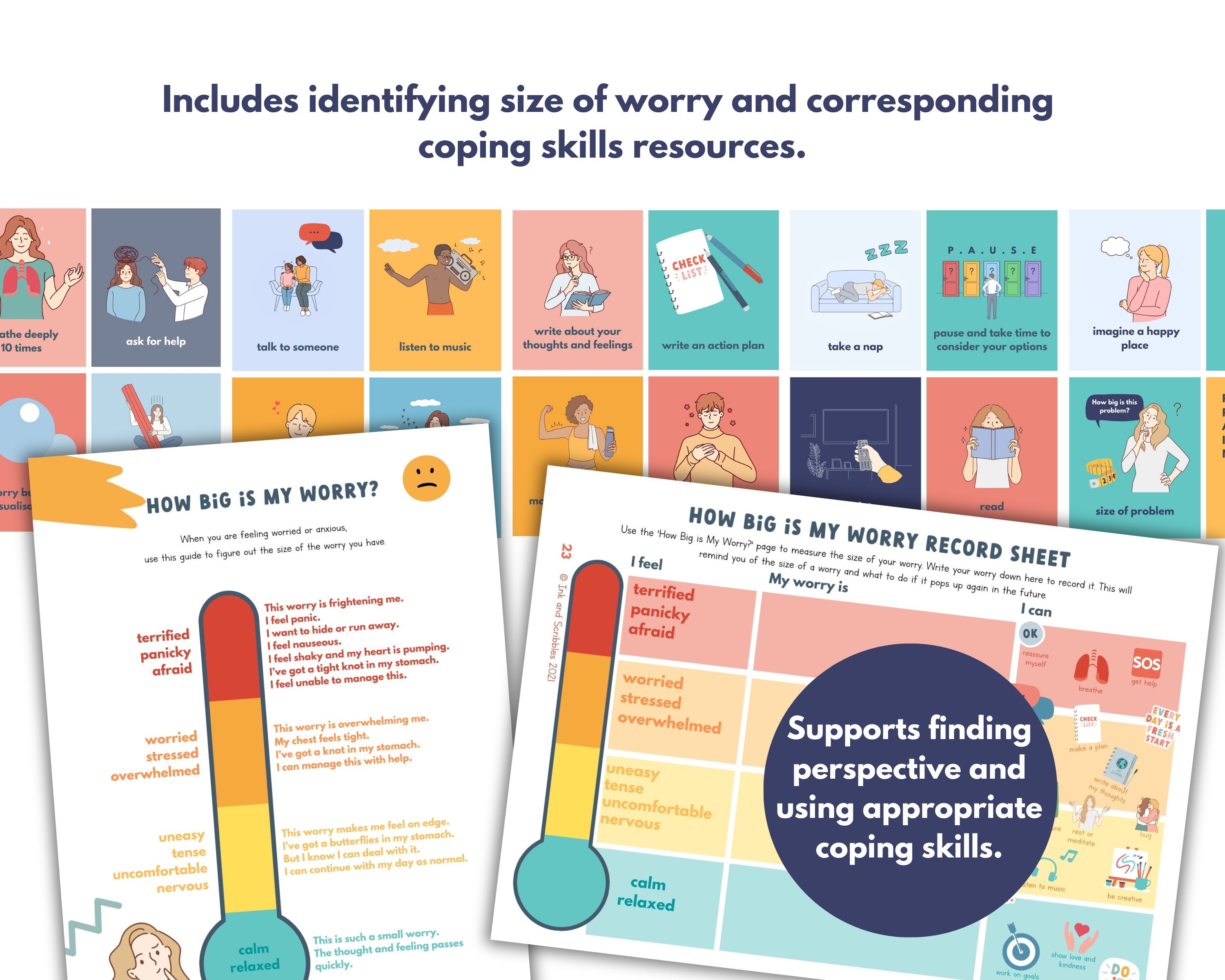 Teen Anxiety Workbook & Worksheets | CBT Coping Skills PRINTABLE | Ages ...