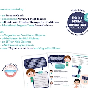 Printable worry worksheets for kids. A selection of included sheets are displayed including anxiety iceberg, worry scale, worry bubble and identifying what worry or anxiety are telling you. Text on image states there are 32 pages in the download.