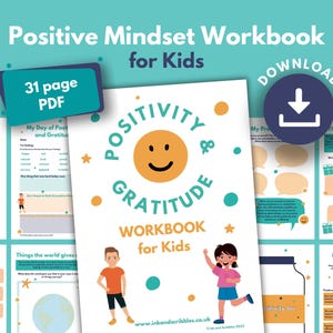 Positivity PRINTABLE Workbook for Kids | Mindset Activities | Gratitude and Resilience Building Workbook | Children&#39;s Mental Health Download