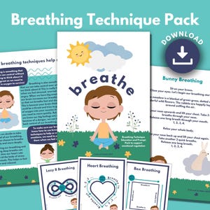 Mindful Breathing Technique Poster and Cards PRINTABLE for Kids | Calming Tools | Emotion Regulation | Meditation | Coping Skills Grounding