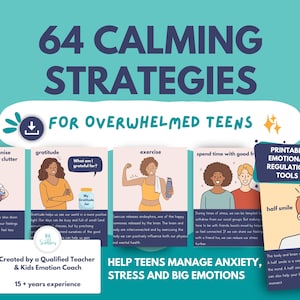 Coping Skills for Teens | 64 Emotional Regulation Calming Strategies, Teenager Anxiety & Stress Relief, PRINTABLE PDF