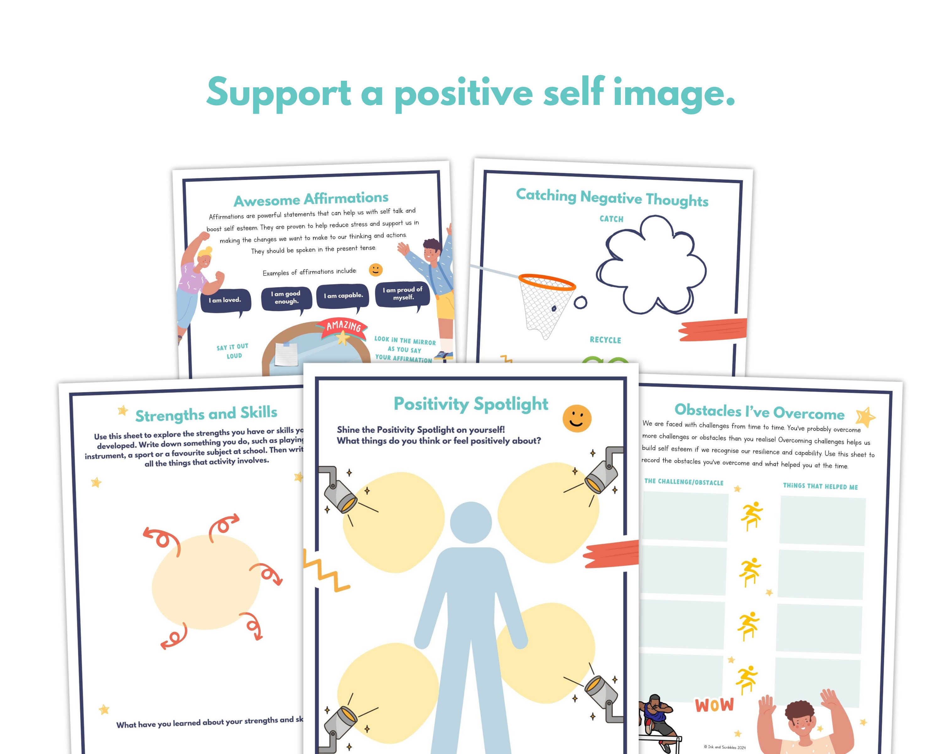 Self Esteem Worksheets for Teens: Positive Thinking (printable PDF) - Etsy