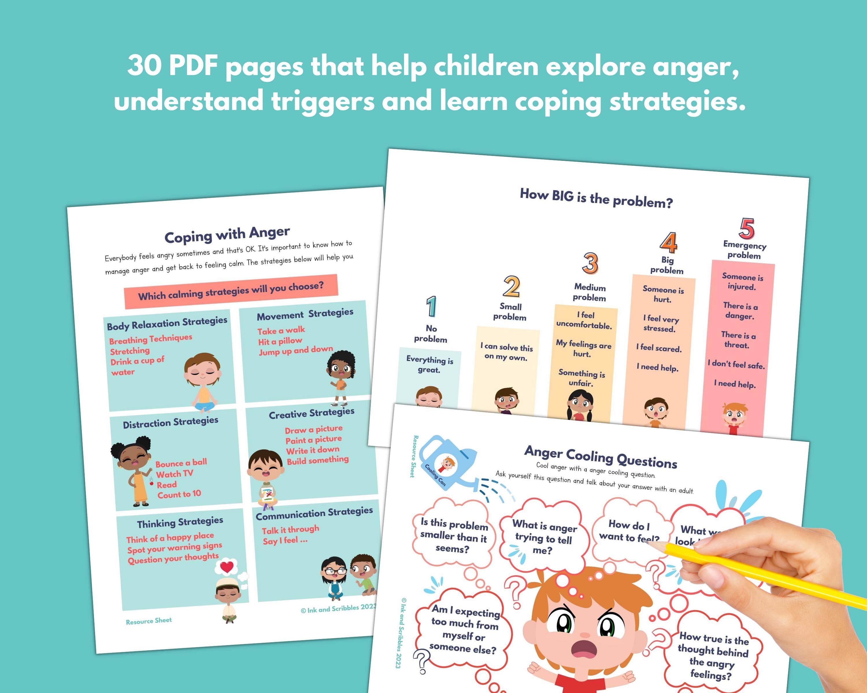 Anger Management Worksheets for Kids: Emotional Regulation, Coping ...