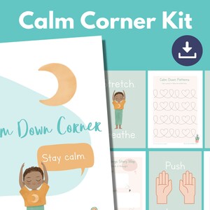 Calm Down Corner PRINTABLE Kit for Kids | Self Regulation, Calming Strategies, Relaxation for Mindful Kids | Child Breathing Cards | Time In