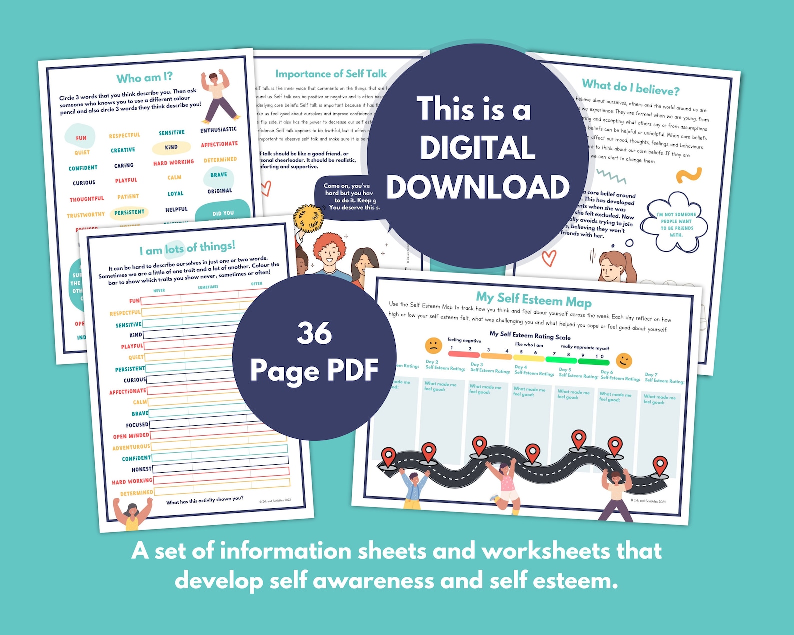 Self Esteem Worksheets for Teens: Positive Thinking (printable PDF) - Etsy