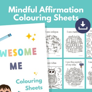 Affirmation Colouring Pages for Kids Mindful Kids Colouring Calm Down Activity Children's Positive Mindset Art Worksheets PRINTABLE image 1