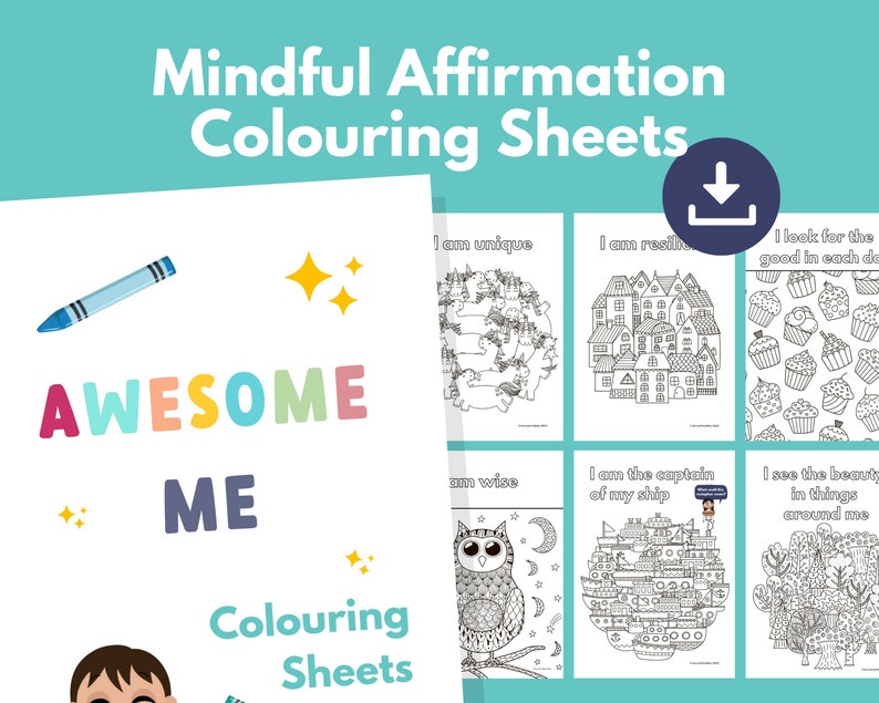 Affirmation Colouring Pages for Kids Mindful Kids Colouring Calm Down Activity Children's Positive Mindset Art Worksheets PRINTABLE image 1