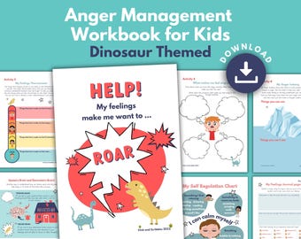 Anger Management Worksheets for Kids: Dinosaur Themed Emotional Regulation and CBT Anger Activities for Ages 5–11 (PRINTABLE PDF)