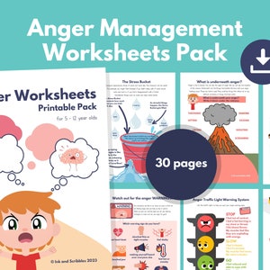 Anger Management Worksheets for Kids PRINTABLE | Managing Emotions & Regulation | Understanding Anger | Coping Skills | CBT | SEL