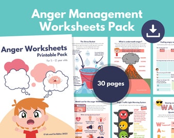 Anger Management Worksheets for Kids PRINTABLE | Managing Emotions & Regulation | Understanding Anger | Coping Skills | CBT | SEL