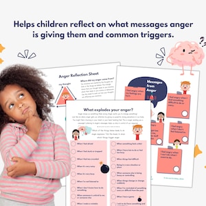 Anger activities for children to identify feelings, triggers and calm-down strategies – shown in fun, illustrated worksheets