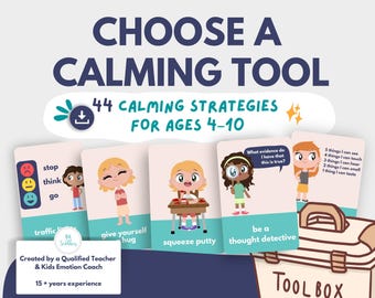Calming Strategy Cards for Kids, Emotional Regulation & Coping Skills | Calm Down Cards for Children, Printable Self-Regulation Tools