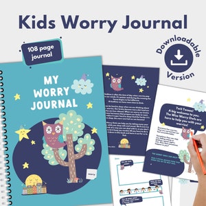 Anxiety Journal for Kids PRINTABLE | PDF | Anxious Children's Worry Book | Calm bedtime Support | 6 7 8 9 10 11 years  | A5, A4, US Letter